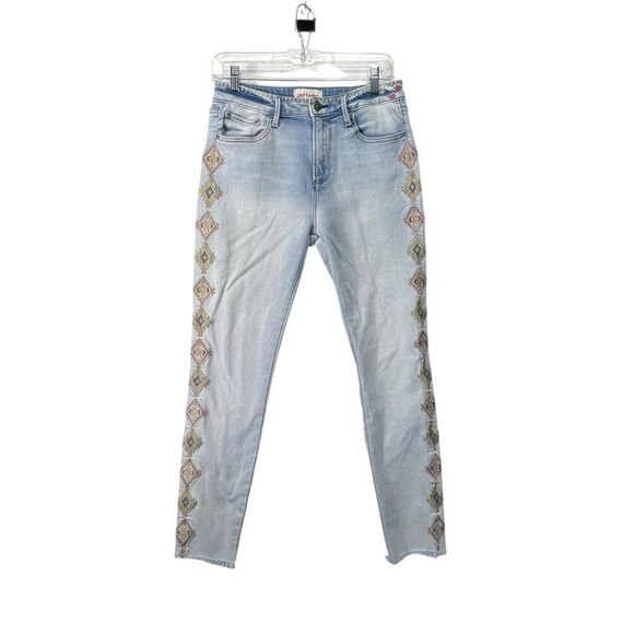 DRIFTWOOD sz 28  Hi Rise Crop Jeans Embroidered tribal - Picture 1 of 16